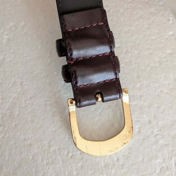 2 Men's Leather Dress Belts 40 42 Black Silver Buckle Oxblood Gold Nordstrom - Picture 12 of 17